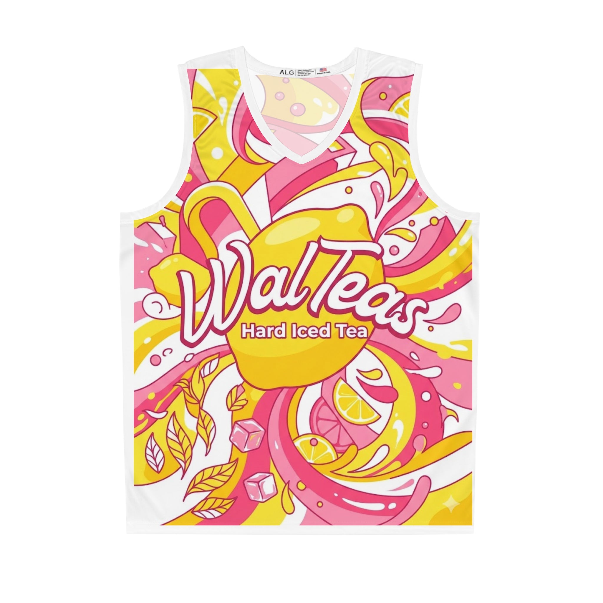 Hard Iced Tea Graphic Basketball Jersey — Bright Citrus Swirl AOP