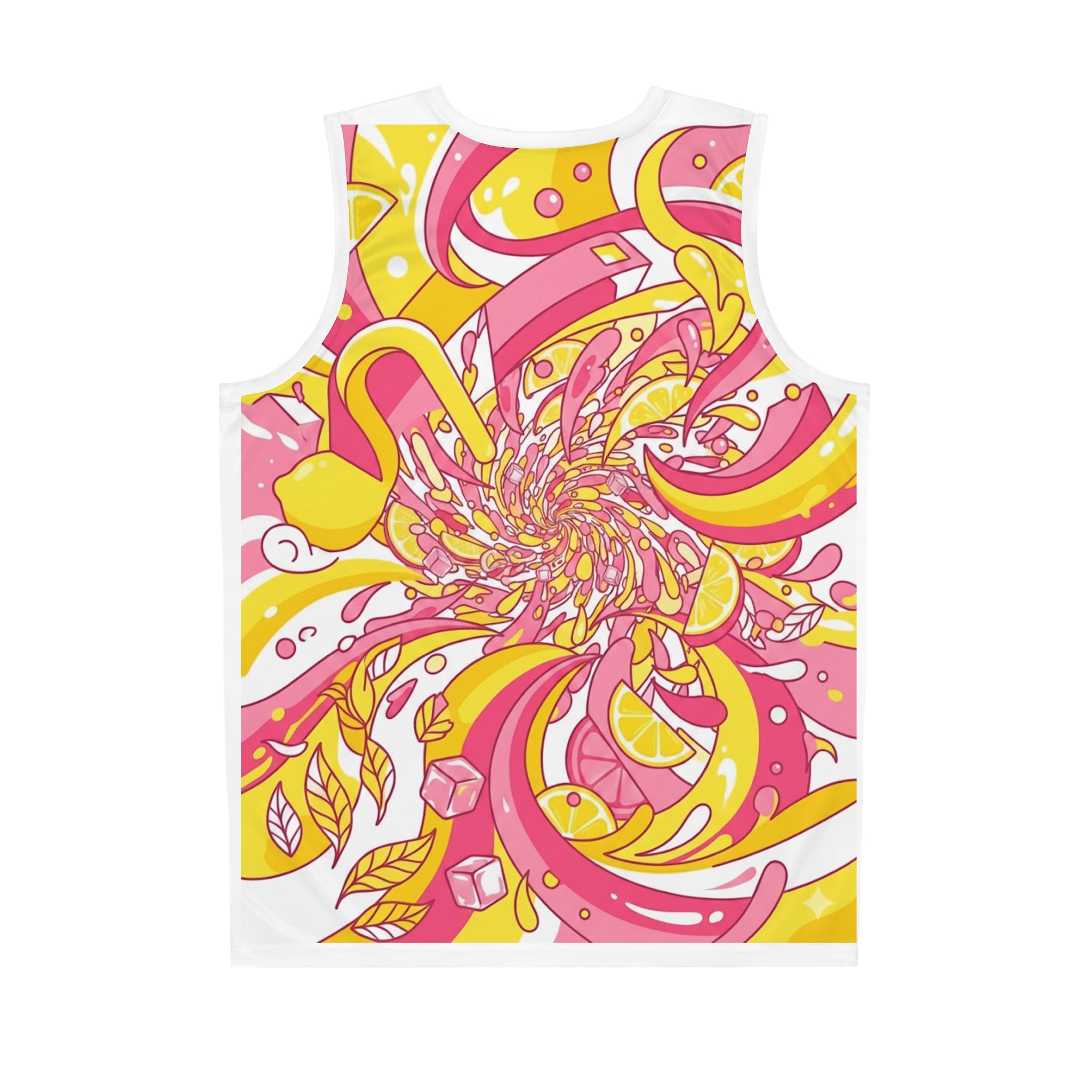 Hard Iced Tea Graphic Basketball Jersey — Bright Citrus Swirl AOP